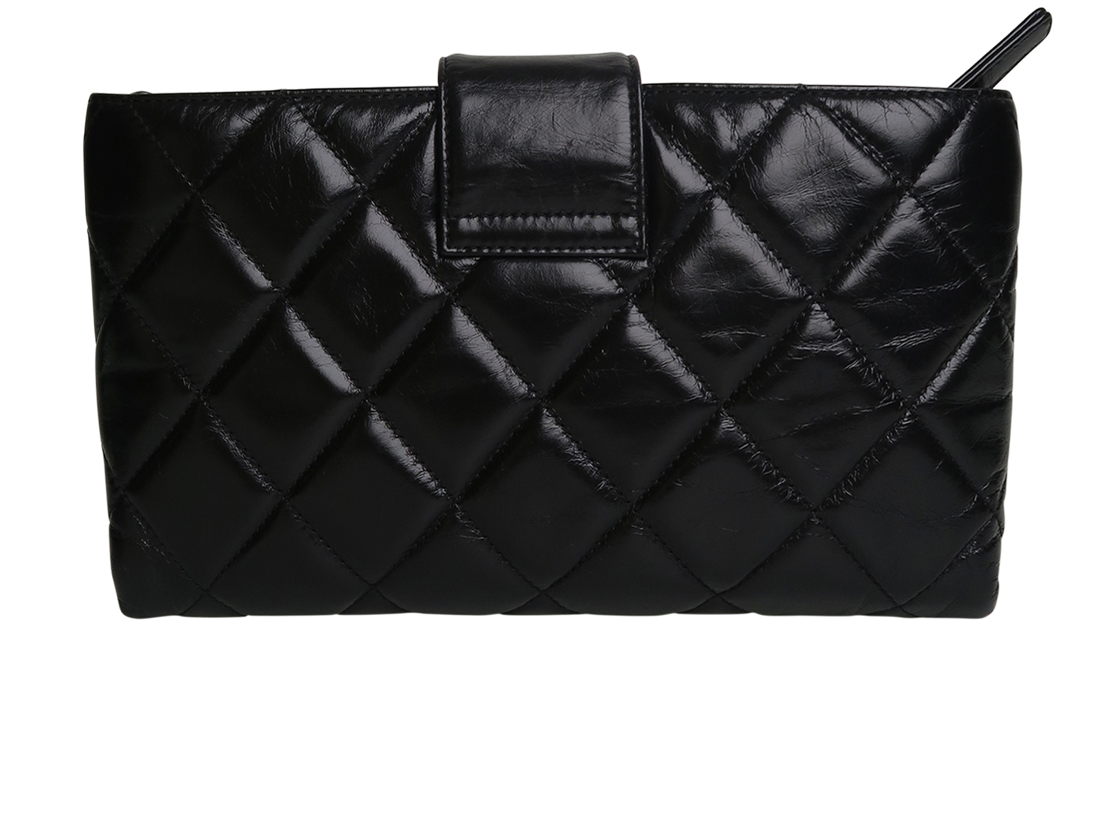 Glazed Calfskin Quilted Coco Pleats Clutch, &pound;1,200, Back view